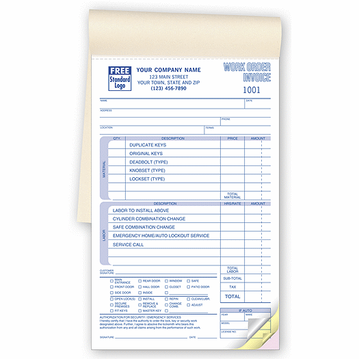 Locksmith Work Orders - Booked
