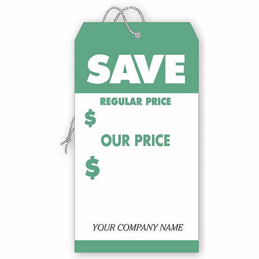 Save Tags, Large, Green & White