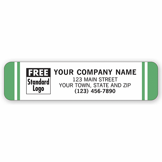 Advertising Labels, White with Green Stripes