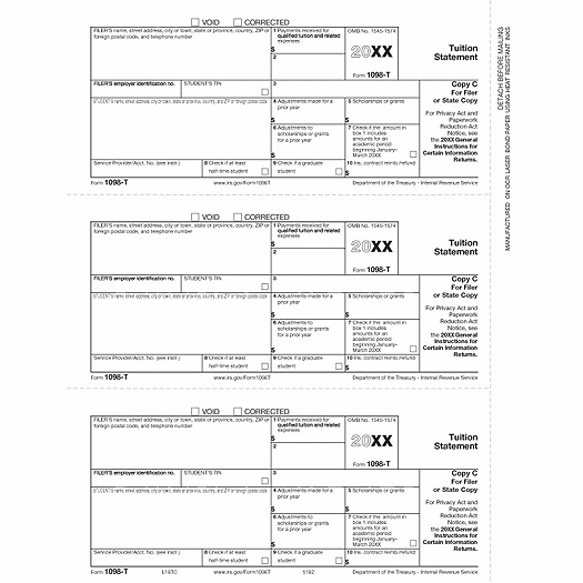 2020 Laser 1098-T, Filer and/or State Copy C, Bulk