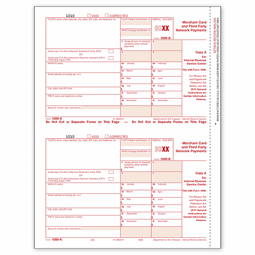 2020 Laser 1099-K, Copy A, Bulk