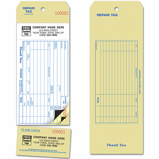 Invoice Repair Tag