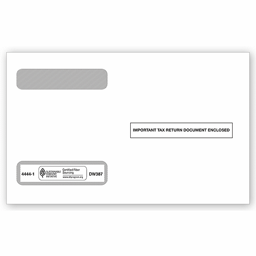 2020 4-Up Horizontal Laser W-2 Double-Window Envelope