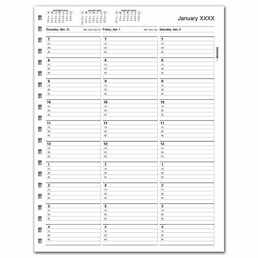 TimeScan 1 Col Looseleaf Book - 15 Min, 7am-5pm