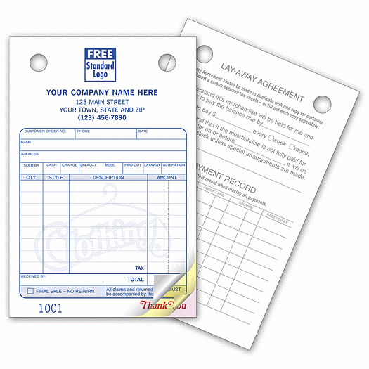 Clothing Register Forms - Small Classic