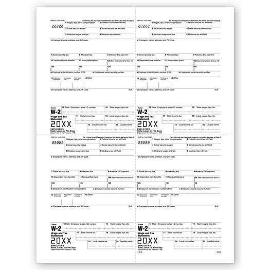2020 4-Up Laser W-2, Employer Copy, M-Style