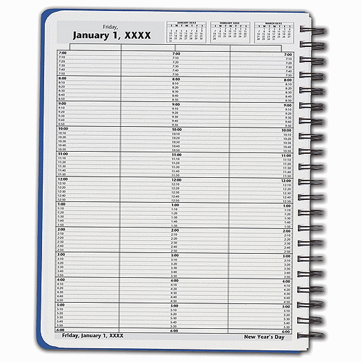 DayScan 4 Col Wirebound Book - 10 Min, 7am-6pm