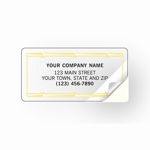 Advertising Labels with Gold Foil Border, Poly Film