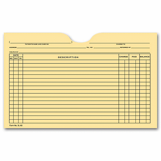 Printed Card File Pocket, Single Column, Buff