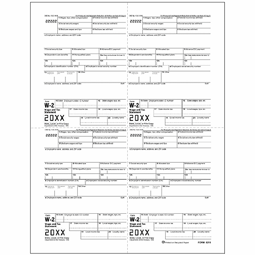 2020 4-Up Laser W-2, Employer Copy, M-Style, Bulk