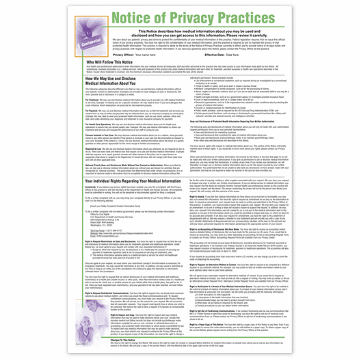 Notice of Privacy Practices HIPAA Poster, Personalized