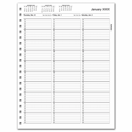 TimeScan 1 Col Looseleaf Book - 10 Min, 7am-5pm