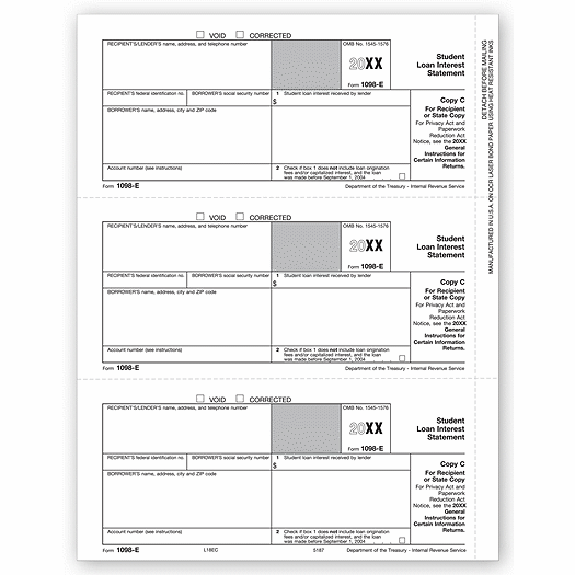 2020 Laser 1098-E, Recipient and/or State Copy C