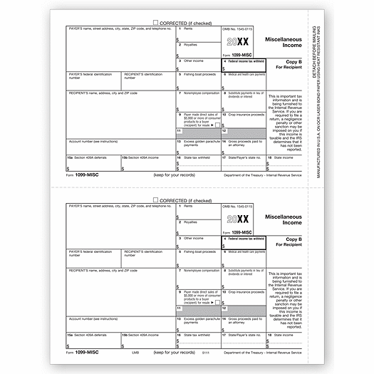2020 Laser 1099-MISC Income, Recipient Copy B