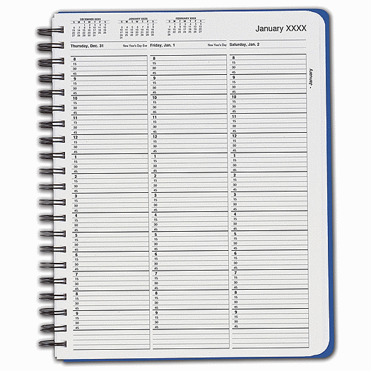 TimeScan 1 Col Wirebound Book - 15 Min, 8am-10pm w/extra hr