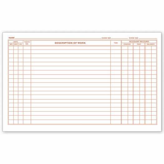 Dental Continuation Exam Records, 2 Sided, Card Style