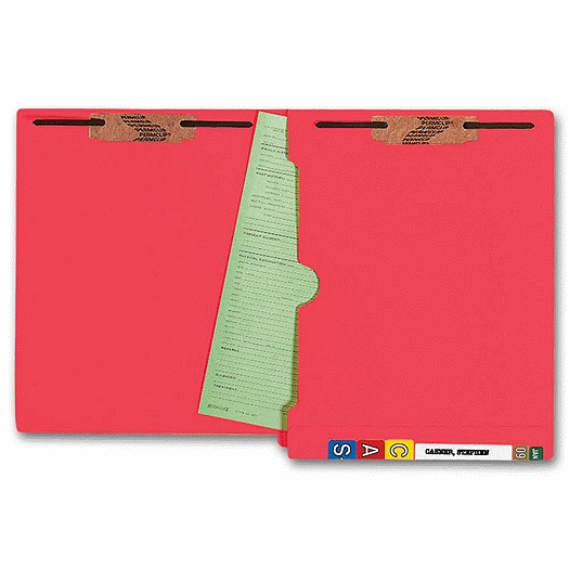 End Tab Full Pocket Color Folder, 11 pt, Two Fastener