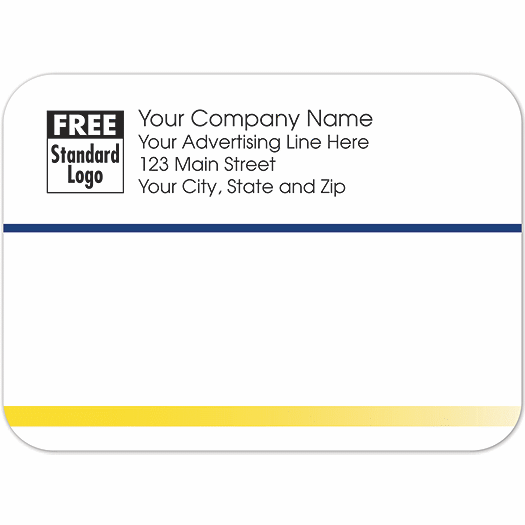Rectangular Mailing Label w/Navy & Yellow Stripes 3.87x2.81