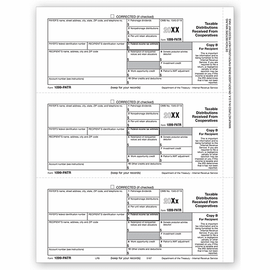 2020 Laser 1099-PATR, Payer and/or Borrower Copy B