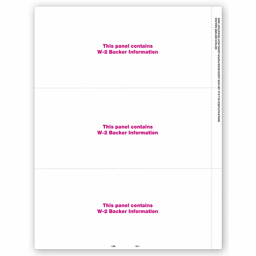 2020 3-Up Blank Laser W-2, Horizontal Format, Bulk