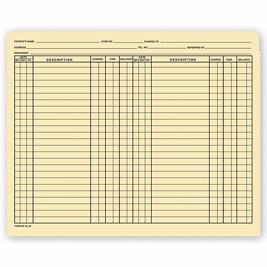 Top Tab File Pockets, Manila, 11 pt, Pre Printed 2 Column