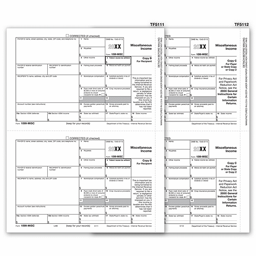 2020 Laser 1099-MISC Income Electronic Filing Set, 3-part