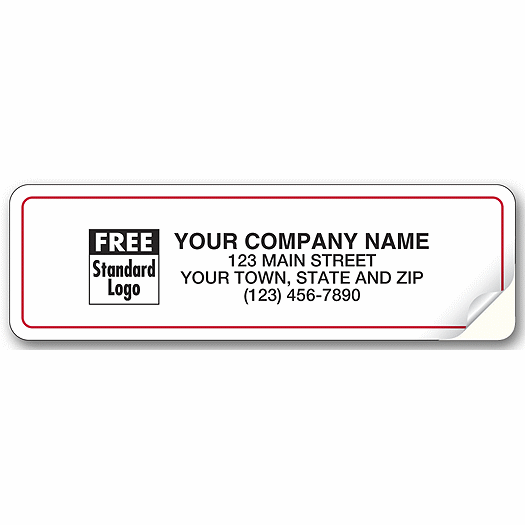 White Red Border Advertising Label 3 1/4 X 1