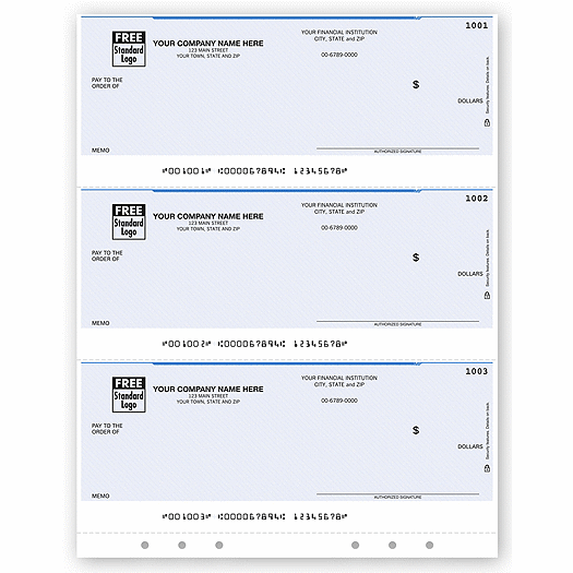 Laser 3-UP Multi-Purpose Check, Unlined, Hole-Punched
