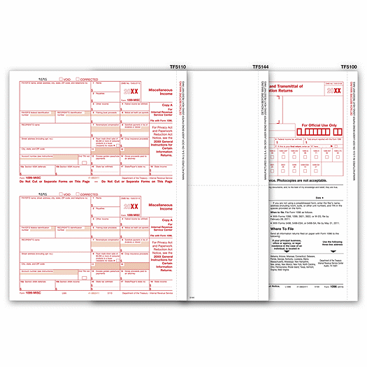 2020 Laser 1099-MISC Income Blank Set, 4-part