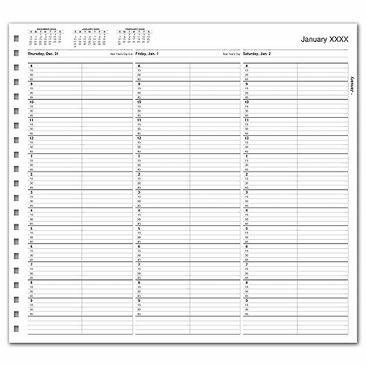 TimeScan 2 Col Looseleaf Book - 15 Min, 8am-10pm w/extra hr