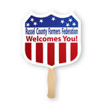 Shield Shaped Thrifty Hand Fan - Full Color Imprint