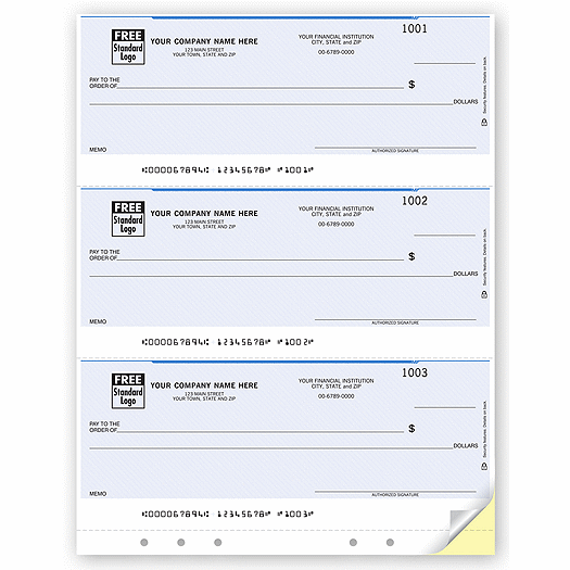 Lined & Hole-Punched 3-Up Laser Multipurpose Check