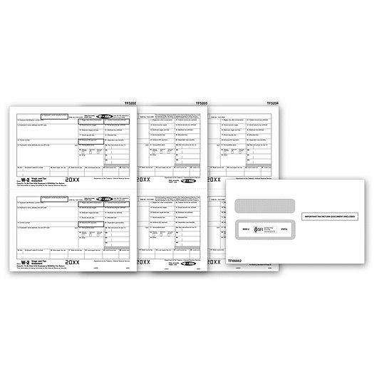 2020 Laser W-2 Electronic Filing Set & Envelope Kit, 5-part