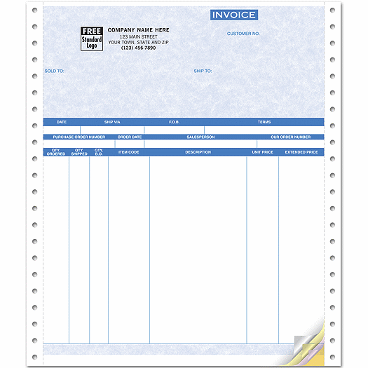 Invoices, Continuous, Parchment