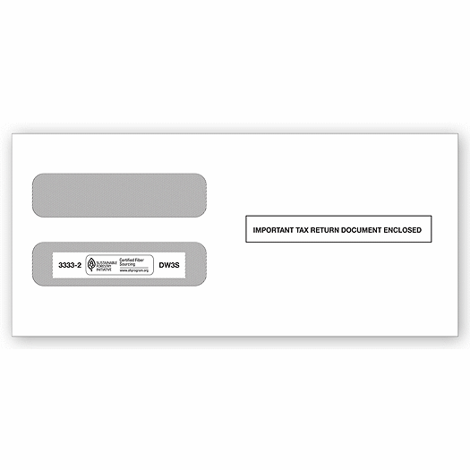 2020 3-Up Horiz. Laser W-2 Double-Window Envelope, Self-Seal