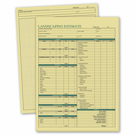 Landscaping Estimate Forms