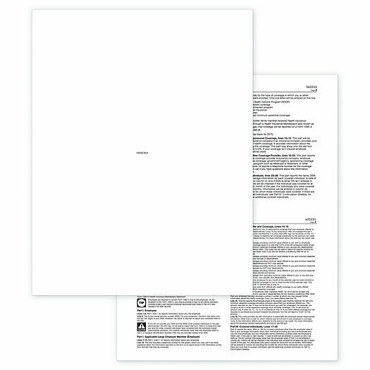 2020 Laser Blank ACA Form 1095 w/Backer