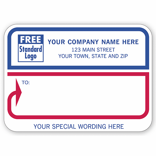 Mailing Labels, Rolls, White with Blue & Red Borders