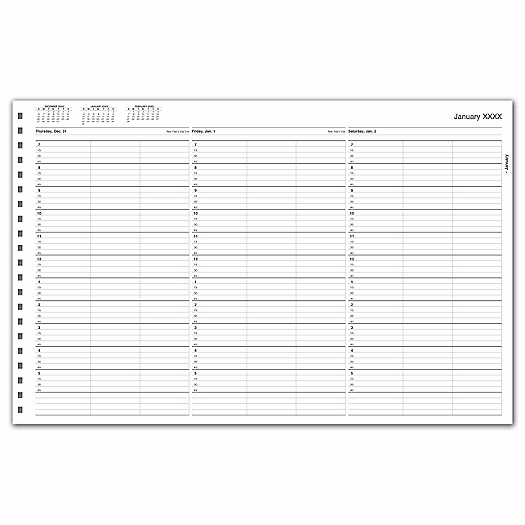 TimeScan 3 Col Looseleaf Book - 15 Min, 7am-6pm w/extra hr