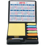 Square Leather Look Case Of Sticky Notes with Calendar and Pen