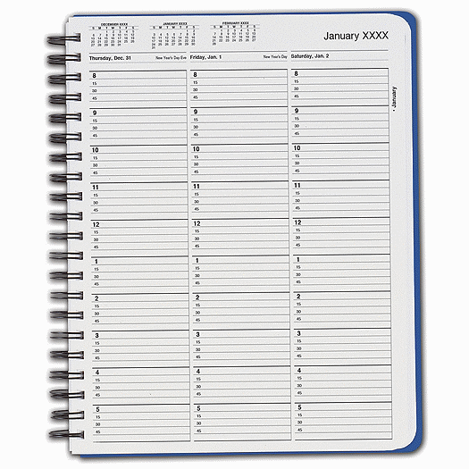 TimeScan 1 Col Wirebound Book - 15 Min, 8am-6pm