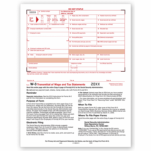 2020 Laser W-3 Transmittal
