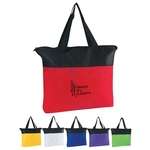 Non-Woven Color Block Zippered Tote Bag