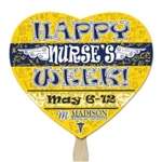 Heart Shaped Hand Fan - Full Color Imprint, One Side