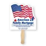 Flag Shaped Hand Fan - Two Color Imprint