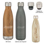 16 oz Stainless Steel Woodtone Vacuum Bottle