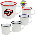 12 oz. White Enameled Steel Cup with Bright Color Halo