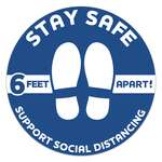 Stay Safe White Vinyl Floor Decal - 12