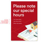 24x 36 Window Cling - Stock Art Hours of Operation