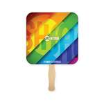 Full Color Rounded Square Hand Fan - 2 Sides
